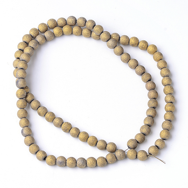 

PandaHall Electroplate Glass Bead Strands, Frosted Style, Round, Golden Plated, 8mm, Hole: 1.5mm, about 72pcs/strand, 24.8 inch Glass Round..., Orange