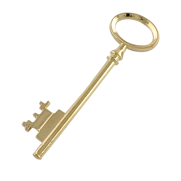

PandaHall Tibetan Style Alloy Skeleton Key Large Pendants, Lead Free & Cadmium Free, Golden, 80x23x3mm, Hole: 12x18mm Alloy Key