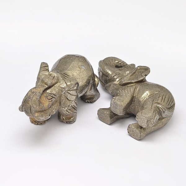 

PandaHall Elephant Natural Pyrite Display Decorations, Dark Khaki, 53x25x37mm Pyrite Elephant Yellow