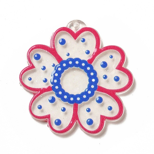 

PandaHall Transparent Printed Acrylic Pendants, Flower Charm, Crimson, 35x34x2.5mm, Hole: 1.5mm Acrylic Flower Pink