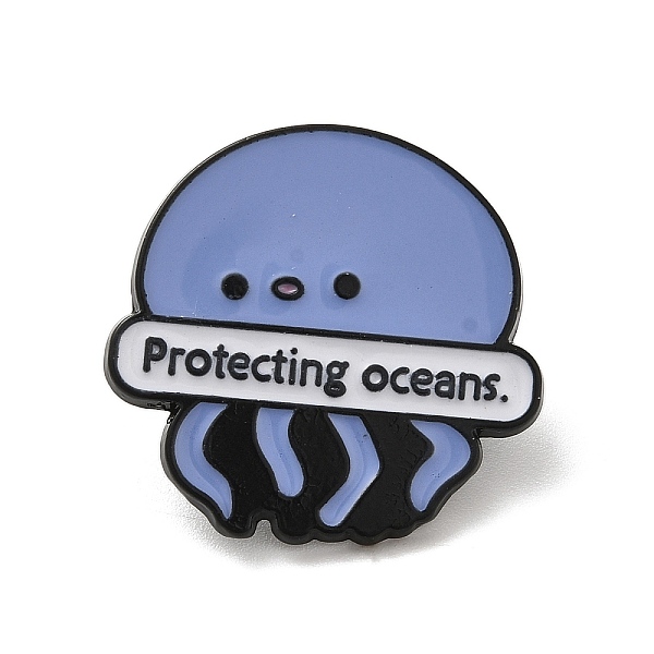 

PandaHall Creative Zinc Alloy Brooches, Enamel, Electrophoresis Black Color, Cornflower Blue, 23.5x24x1.5mm Alloy