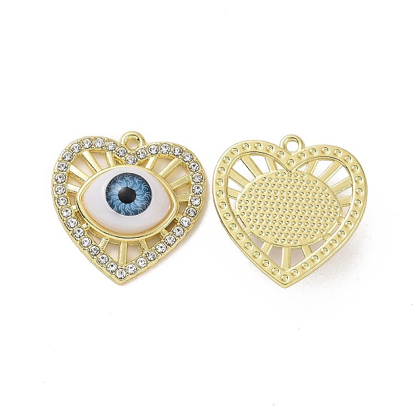 

PandaHall Rack Plating Alloy Rhinestone Pandants, with Cornflower Blue Acrylic Beaded, Heart with Eye Charms, Light Gold, 24x23x7mm, Hole..., Clear
