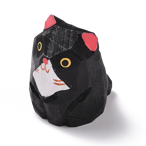 

PandaHall Cat Shape Wood Figurines, for Home Office Tabletop Decoration, Black, 25x32x34mm Wood Cat Shape Black