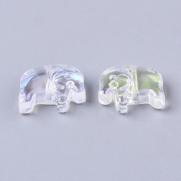 

PandaHall Electroplate Glass Beads, Elephant, AB Color Plated, 10x13x4mm, Hole: 0.8mm Glass Elephant White