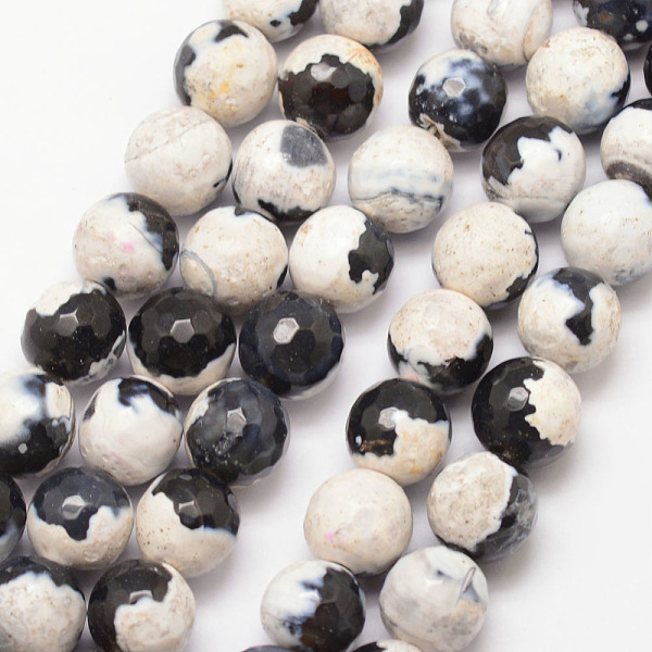 

PandaHall Natural Fire Crackle Agate Bead Strands, Round, Grade A, Faceted, Dyed & Heated, White, 10mm, Hole: 1mm, about 37pcs/strand, 15...