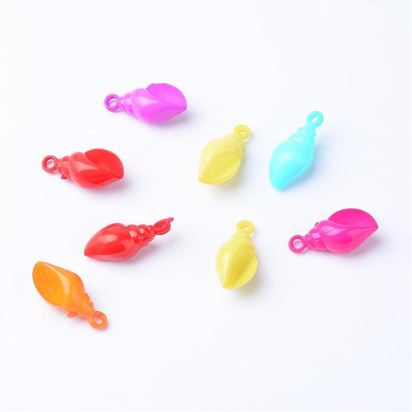 

PandaHall Opaque Acrylic Pendants, Spiral Shell, Mixed Color, 29.5x13~14.5x11~12mm, Hole: 3mm, about 300pcs/500g Acrylic Others Multicolor