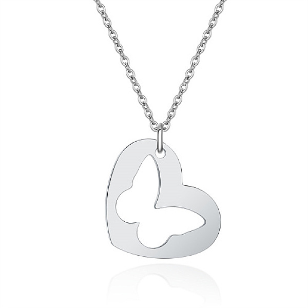 

PandaHall Stainless Steel Pendant Necklaces, with Cable Chains, Stainless Steel Color, Heart, 17.72 inch(45cm), Heart: 20x22mm Stainless...