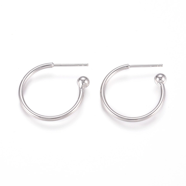 

PandaHall Brass Stud Earrings, Half Hoop Earrings, with Rhodium Plated 925 Sterling Silver Pin, Long-Lasting Plated, Real Platinum Plated...
