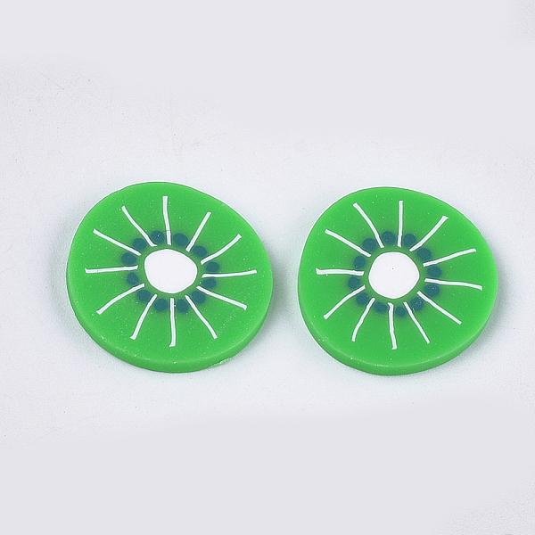 

PandaHall Handmade Polymer Clay Cabochons, Kiwi Fruit, Lime Green, 19~20x2~3mm Polymer Clay Fruit