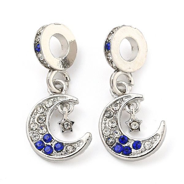

PandaHall Rack Plating Alloy Pave Rhinestone Moon Star European Dangle Charms, Large Hole Pendants, Platinum, Cadmium Free & Nickel Free &..., Multicolor