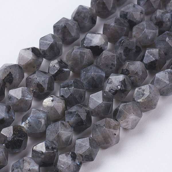 

PandaHall Natural Black Larvikite Beads Strands, Faceted, Round, 6x5mm, Hole: 0.8mm, about 68pcs/strand, 15.3 inch(39cm) Larvikite Round