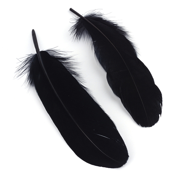 

PandaHall Goose Feather Costume Accessories, Dyed, Black, 160~215x36~47mm Feather Feather Black