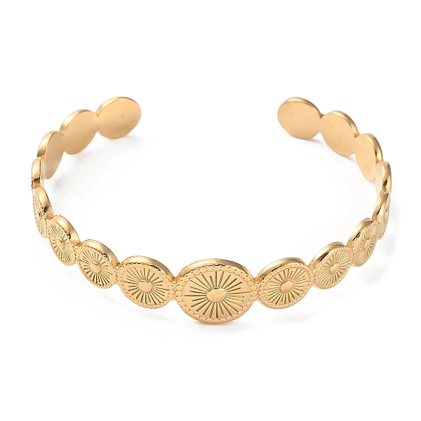 

PandaHall 304 Stainless Steel Sun Cuff Bangles, Golden, Inner Diameter: 2-1/4 inch(5.6cm) 304 Stainless Steel