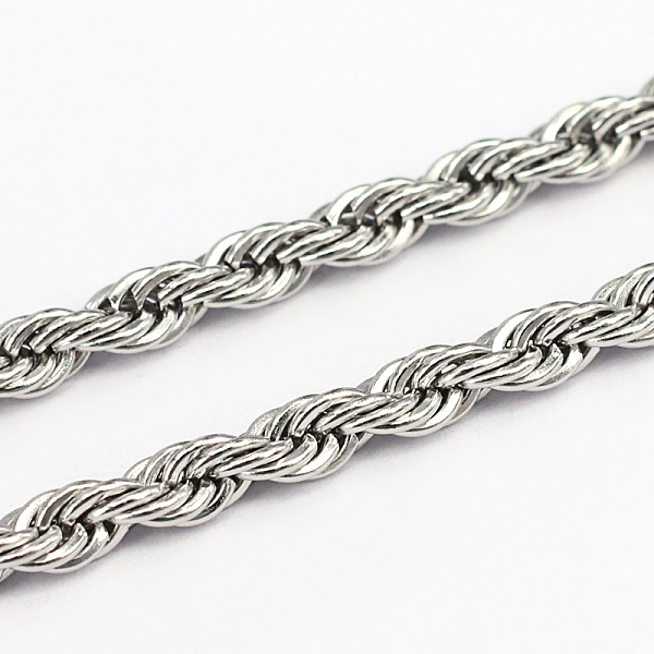 

PandaHall 304 Stainless Steel Rope Chains, Stainless Steel Color, 3.8x0.8mm 304 Stainless Steel