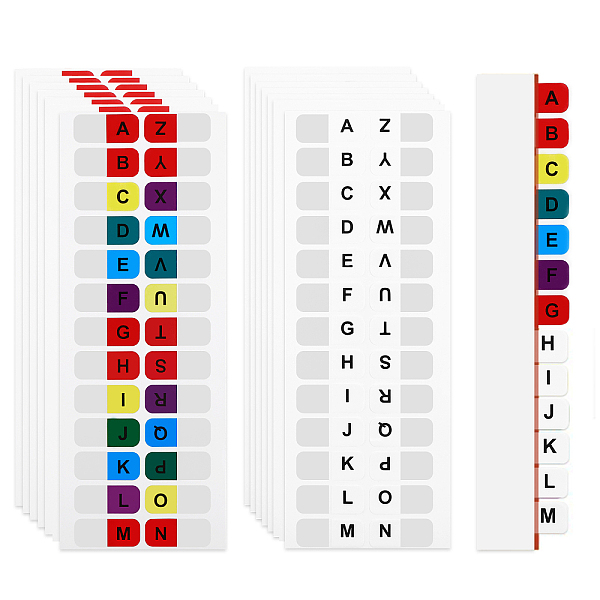 

PandaHall Globleland 24 Sheets 2 Styles PVC Self-Adhesive Letter A-Z Index Tabs, Waterproof Alphabet Index Stickers Labels, for Notebook..., Multicolor