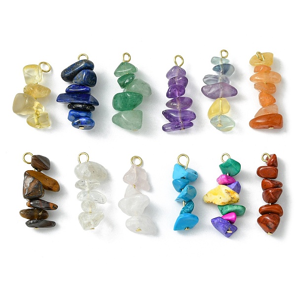 

PandaHall 12Pcs 12 Styles Natural & Synthetic Mixed Gemstone Pendants, Chip Charms with 304 Stainless Steel Loops, Golden, 22~25x7~10x5~10mm...