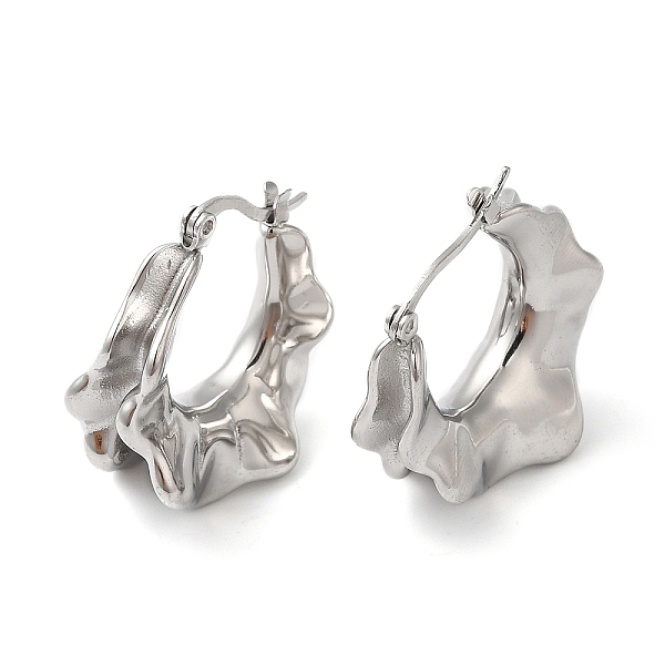

PandaHall 304 Stainless Steel Twist Teardrop Hoop Earrings, Stainless Steel Color, 28x13.5mm 304 Stainless Steel Teardrop