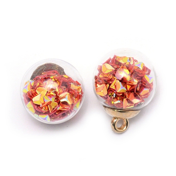

PandaHall Transparent Glass Globe Pendants, with Glitter Sequins inside and CCB Pendant Bails, Round, Chocolate, 20.5x16mm, Hole: 2.5mm..., Brown