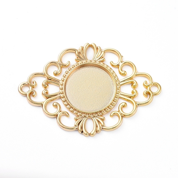 

PandaHall Alloy Cabochon Connector Settings, Plain Edge Bezel Cups, Rhombus, Golden, Tray: 18mm, 37x53x2.5mm, Hole: 2.5mm Alloy Rhombus