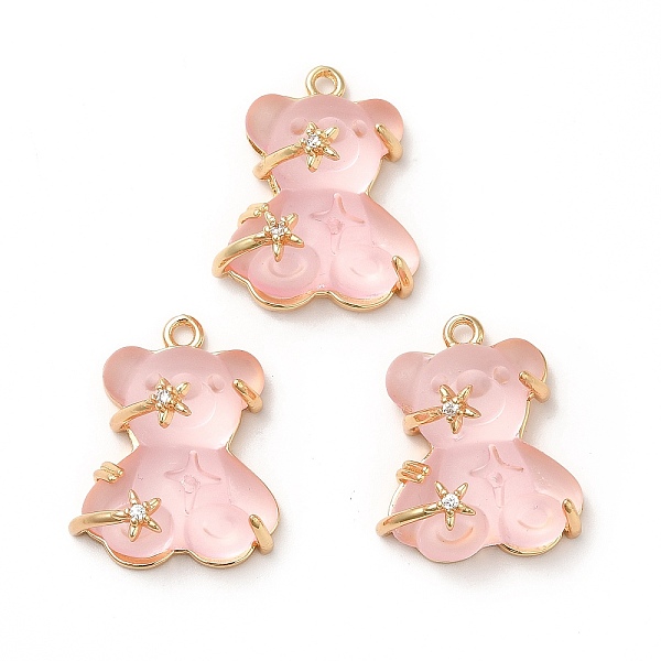 

PandaHall Transparent Resin Crystal Rhinestone Pendants, Bear Charms, with Rack Plating Real 14K Gold Plated Brass Findings, Cadmium Free &..., Pink