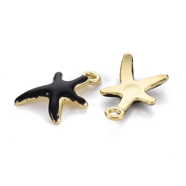 

PandaHall Rack Plating Alloy Pendants, with Enamel, Cadmium Free & Lead Free, Starfish, Light Gold, Black, 17x11.5x3mm, Hole: 1.8mm...