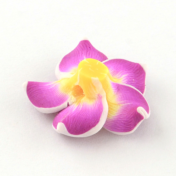

PandaHall Handmade Polymer Clay 3D Flower Plumeria Beads, Orchid, 15x8mm, Hole: 2mm Polymer Clay Flower Purple