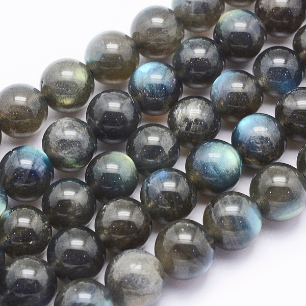 

PandaHall Natural Labradorite Beads Strands, Round, 9.5~10mm, Hole: 1mm, about 44pcs/strand, 15.5 inch(39.5cm) Labradorite Round