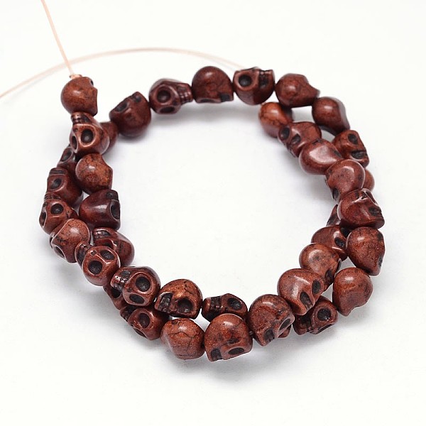 

PandaHall Dyed Synthetic Turquoise Bead Strands, Skull, Saddle Brown, 8x6x7mm, Hole: 1mm, about 48~49pcs/strand, 15.3~15.5 inch Synthetic...