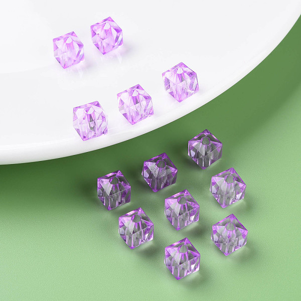 

PandaHall Transparent Acrylic Beads, Faceted, Square, Blue Violet, 8.5x9.5x9.5mm, Hole: 2.5mm, about 1070pcs/500g Acrylic Cube