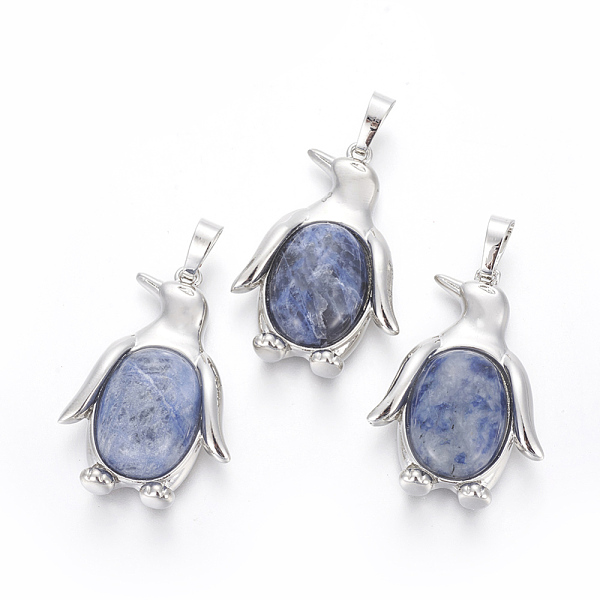

PandaHall Natural Sodalite Pendants, with Brass Findings, Penguin, Platinum, 34~35x24~25x5~8mm, Hole: 8x5mm Sodalite Penguin
