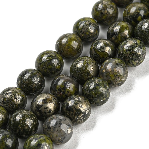 

PandaHall Natural Green Pyrite Beads Strands, Round, 6mm, Hole: 1mm, about 66~67pcs/strand, 15.16~15.35 inch(38.5~39cm) Pyrite Round