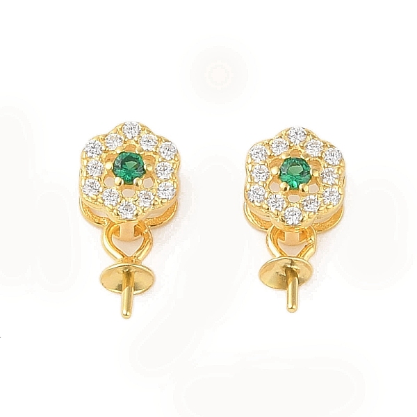 

PandaHall 925 Sterling Silver Micro Pave Cubic Zirconia Peg Bails Pendants, Flower, Green, 10.5x6x4mm, Hole: 2x4mm, Pin: 0.7mm Sterling...