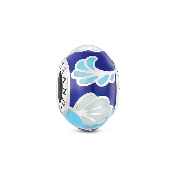 

PandaHall TINYSAND Blue And White Porcelain Rondelle Rhodium Plated 925 Sterling Silver European Beads, Large Hole Beads, with Enamel...