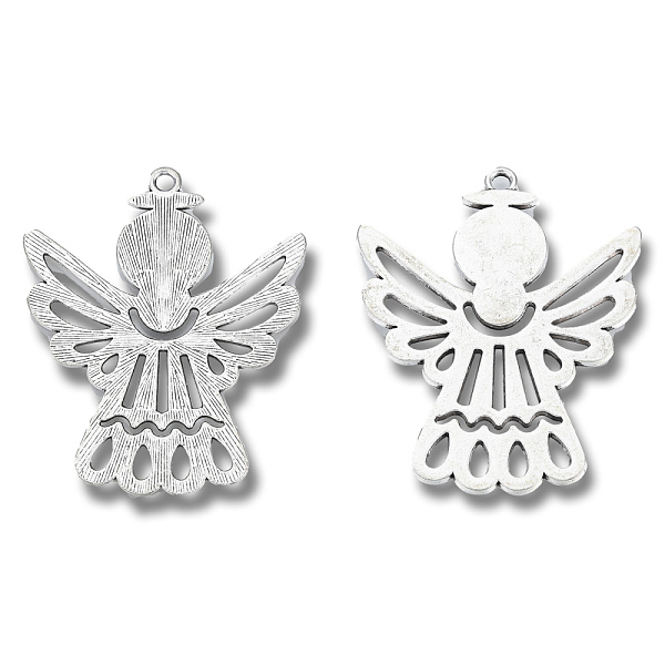 

PandaHall Tibetan Style Alloy Big Pendants, Cadmium Free & Lead Free, Angel, Antique Silver, 57x46.5x2mm, Hole: 3mm, about 75pcs/1000g Alloy...