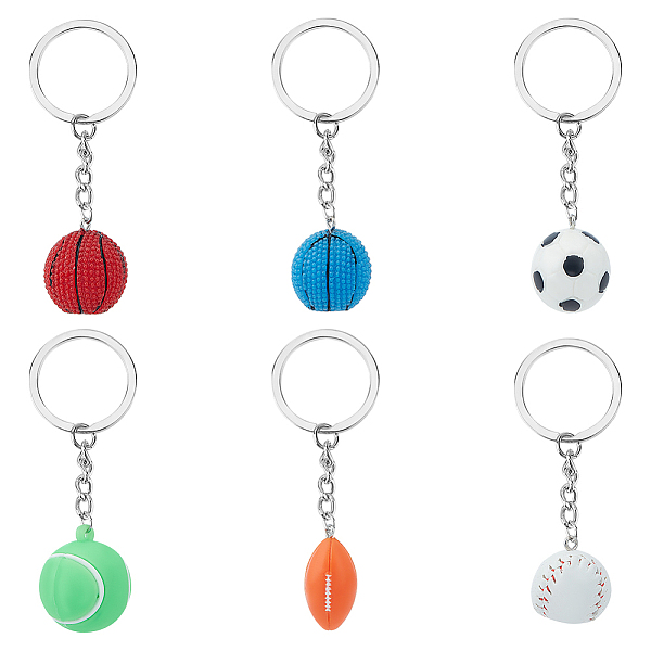 PandaHall Olycraft Resin & Plastic Pendants Keychains, with Iron Keychain Ring and 304 Stainless Steel Open Jump Rings, Mixed Color, 8~8.8cm...