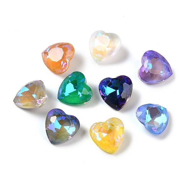 

PandaHall Glass Rhinestone Cabochons, Point Back, Faceted, Heart, Mixed Color, 8x8x4.2mm Glass Rhinestone Heart Multicolor