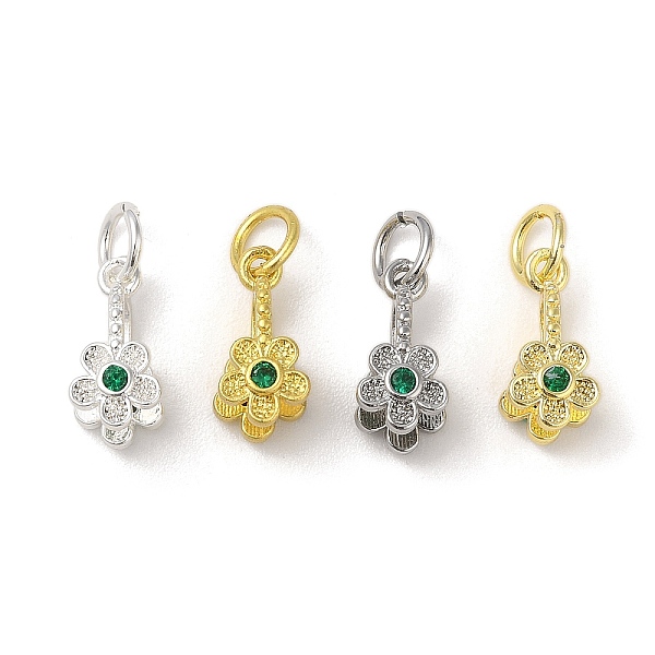 

PandaHall Brass Micro Pave Cubic Zirconia Peg Bails Pendants, Long-Lasting Plated, Lead Free & Cadmium Free, Flower, Mixed Color..., Green