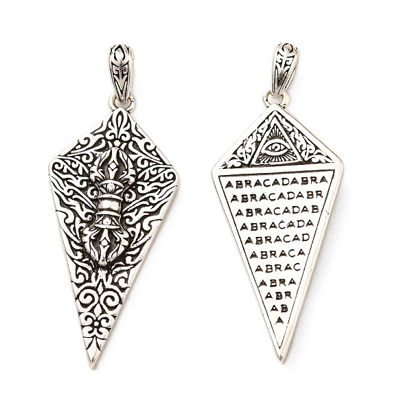

PandaHall Rack Plating Brass Pendants, Lead Free & Cadmium Free, Long-Lasting Plated, Diamond Spear Charm, Antique Silver, 33x15x3.5mm, Hole...
