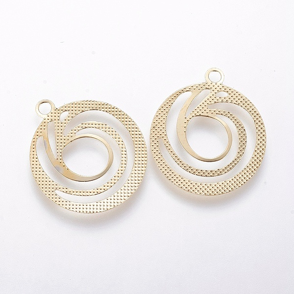 

PandaHall Iron Filigree Pendants, Flat Round, Golden, 22x19x0.3mm, Hole: 1.8mm Iron Flat Round