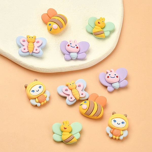

PandaHall 20Pcs 5 Styles Opaque Resin Insect Cabochons, Bees & Butterfly, Mixed Color, 22x18mm, 4pcs/style Resin Insects Multicolor