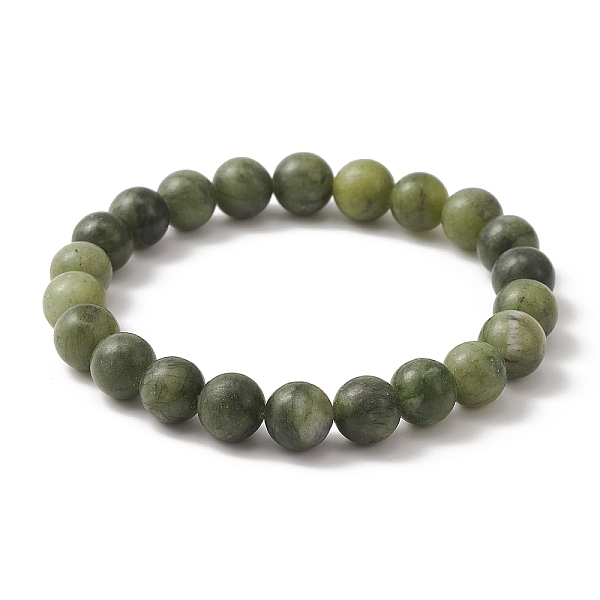 

PandaHall Natural Chinese Jade Round Beaded Stretch Bracelets for Women, Inner Diameter: 2-1/8 inch(5.35cm), Beads: 8.5mm Green Jade
