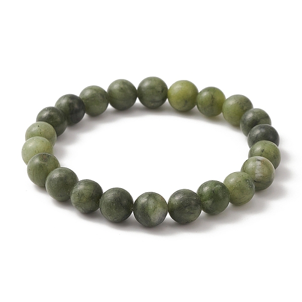 Bracelets Extensibles En Perles Rondes En Jade Chinois Naturel Pour Femmes