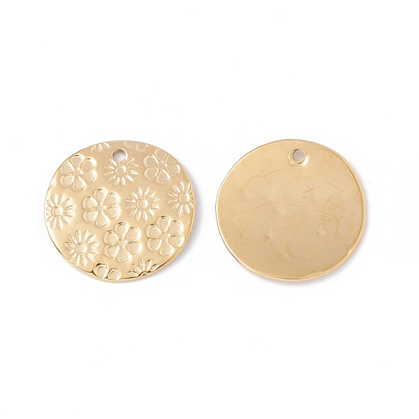 

PandaHall Ion Plating(IP) 304 Stainless Steel Pendant, Flat Round with Flower, Real 24K Gold Plated, 18x1mm, Hole: 1.4mm 304 Stainless Steel...