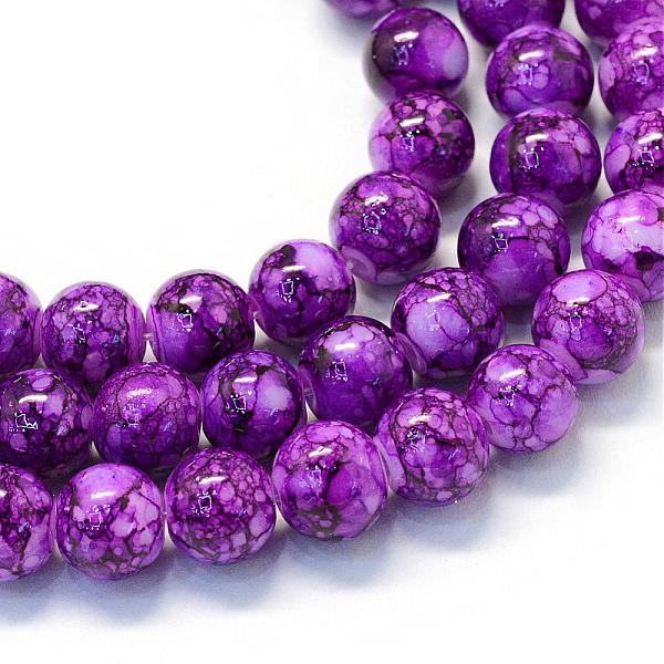 

PandaHall Baking Painted Glass Round Bead Strands, Dark Orchid, 8.5~9mm, Hole: 1.5mm, about 100~105pcs/strand, 31.8 inch Glass Round Purple
