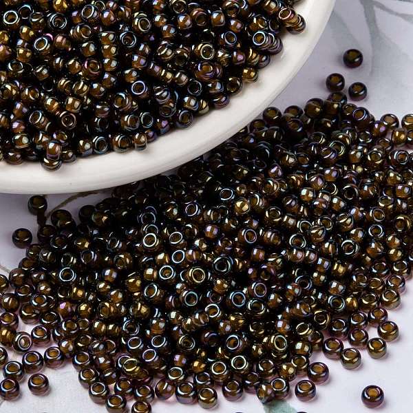 

PandaHall MIYUKI Round Rocailles Beads, Japanese Seed Beads, (RR3542), 8/0, 3mm, Hole: 1mm, about 2111~2277pcs/50g Glass Brown