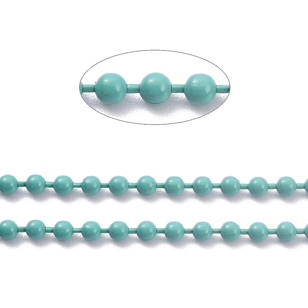 

PandaHall Handmade Brass Ball Chains, Soldered, with Spool, Cadet Blue, 3mm, 32.8 Feet(10m)/roll Brass