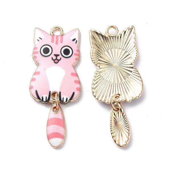 

PandaHall Light Gold Rack Plating Alloy Enamel Pendants, Cadmium Free & Nickel Free & Lead Free, Cat Charm, Pink, 38x15.7x3mm, Hole: 2mm...