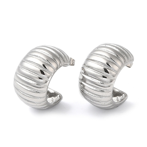 

PandaHall 304 Stainless Steel Round Stud Earrings for Women, Stainless Steel Color, 24x14.5mm 304 Stainless Steel Round
