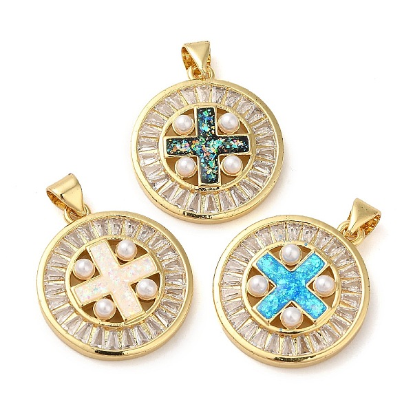 

PandaHall Rack Plating Brass Micro Pave Cubic Zirconia Pendants, with Plastic Pearl Beads, Cadmium Free & Lead Free, Long-Lasting Plated..., Clear