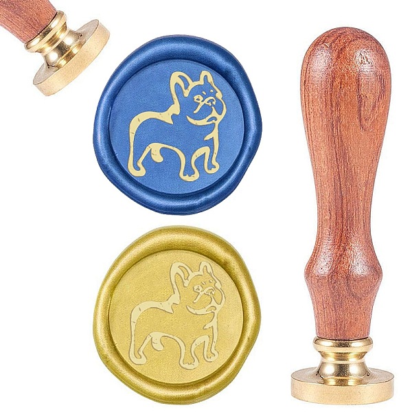 

PandaHall DIY Scrapbook, Brass Wax Seal Stamp and Wood Handle Sets, Dog, Golden, 8.9x2.5cm, Stamps: 25x14.5mm Brass